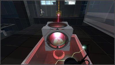 Gdy znajdzie się po drugiej stronie, skieruj laser w przełącznik z prawej - Rozdział 1 - Tworzenie zespołu (3) | Tryb współpracy Portal 2 - Portal 2 - poradnik do gry