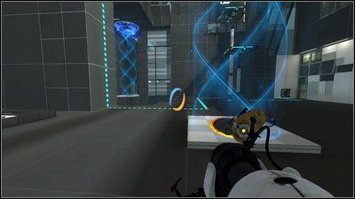 Po wejściu do kolejnego pomieszczenia, postaw niebieski portal pod promieniem, a pomarańczowy na szachownicy przed tobą - Rozdział 8 - Swędzenie (4) | Opis przejścia Portal 2 - Portal 2 - poradnik do gry