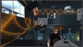 Po zniszczeniu maszyny, wystrzel pomarańczową dziurę w ścianę naprzeciwko skrzynki [1] - Rozdział 8 - Swędzenie (2) | Opis przejścia Portal 2 - Portal 2 - poradnik do gry