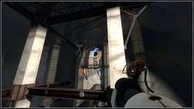 Gdy znajdziesz się na miejscu, umieść pomarańczową dziurę w filarze po lewej [1] - Rozdział 7 - Ponowne spotkanie (4) | Opis przejścia Portal 2 - Portal 2 - poradnik do gry