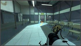 Na jego końcu, po prawej stronie ukryto czerwony przycisk [1] - Rozdział 7 - Ponowne spotkanie (3) | Opis przejścia Portal 2 - Portal 2 - poradnik do gry