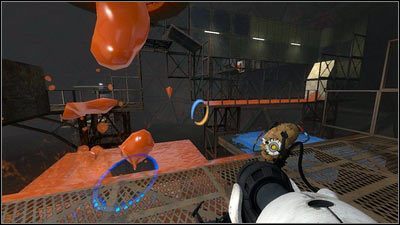 Tym razem musisz przenieść pomarańczowy żel na drugą platformę z prawej - Rozdział 7 - Ponowne spotkanie (2) | Opis przejścia Portal 2 - Portal 2 - poradnik do gry