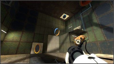 Na początku postaw pomarańczowy portal na ścianie z lewej, a niebieski nad suficie przed tobą - Rozdział 7 - Ponowne spotkanie (1) | Opis przejścia Portal 2 - Portal 2 - poradnik do gry