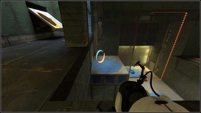 Skręć w lewo i wystrzel pomarańczowy otwór w biały panel za barierą, a niebieski pod spadającym żelem - Rozdział 6 - Upadek (4) | Opis przejścia Portal 2 - Portal 2 - poradnik do gry