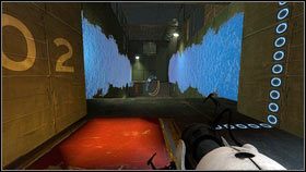 Postaw na nim niebieską dziurę, przeleć na drugą stronę i odbij się od żelu w kierunku bariery [1] - Rozdział 6 - Upadek (3) | Opis przejścia Portal 2 - Portal 2 - poradnik do gry