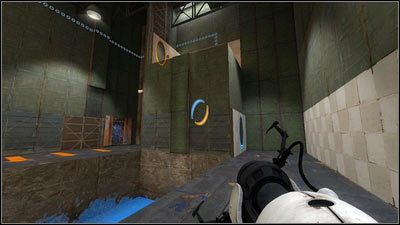 Po lewej znajdziesz ścianę z zaznaczonym punktem - Rozdział 6 - Upadek (3) | Opis przejścia Portal 2 - Portal 2 - poradnik do gry