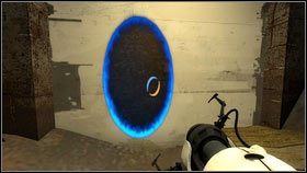 Gdy wylądujesz na ziemi, wystrzel kolejną dziurę na pobliski sufit, a otwór przez który przeszedłeś przenieś nieco niżej - Rozdział 6 - Upadek (1) | Opis przejścia Portal 2 - Portal 2 - poradnik do gry