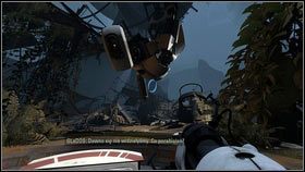 Wheatley uruchomi windę [1], a po krótkim filmiku spotkasz się z GLaDOS [2] - Rozdział 1 - Komunikat (4) | Opis przejścia Portal 2 - Portal 2 - poradnik do gry