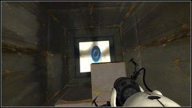 Po drugiej stronie podejdź do przepaści przez tobą [1] i zrób na dolę dziurę [2] - Rozdział 1 - Komunikat (3) | Opis przejścia Portal 2 - Portal 2 - poradnik do gry