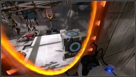 Zamiast tego stwórz kolejny portal obok pudła przed tobą, które stoi ma małej półce [1] - Rozdział 1 - Komunikat (2) | Opis przejścia Portal 2 - Portal 2 - poradnik do gry