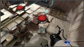 Stojąc na niej wystrzel kolejną dziurę, na ścianę obok skrzyni po lewej [1] - Rozdział 1 - Komunikat (2) | Opis przejścia Portal 2 - Portal 2 - poradnik do gry