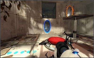 W lokacji po drugiej stronie bariery znajdziesz dwa czerwone podesty - Rozdział 1 - Komunikat (2) | Opis przejścia Portal 2 - Portal 2 - poradnik do gry