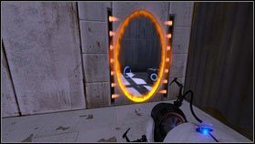 Stwórz portal obok przedmiotu [1], a następnie przejdź przez dziurę przy wejściu [2] - Rozdział 1 - Komunikat (2) | Opis przejścia Portal 2 - Portal 2 - poradnik do gry