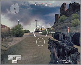 Kontynuuj stosowanie taktyki polegającej na ostrzeliwaniu pozycji przeciwników #1 w połączeniu ze sprintem do kolejnych zasłon, którymi będą worki z piaskiem #2 - Misja 8 - 1st and 10, Lets Do It Again (2) - Opis przejścia gry - Operation Flashpoint: Red River - poradnik do gry