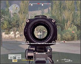 W szczególności uważaj na obszar na południowy-wschód od okupowanych pozycji #1, bo z racji licznych krzaków i przeszkód terenowych problematyczne może okazać się lokalizowanie sił wroga - Misja 7 - Line in the Sand (2) - Opis przejścia gry - Operation Flashpoint: Red River - poradnik do gry