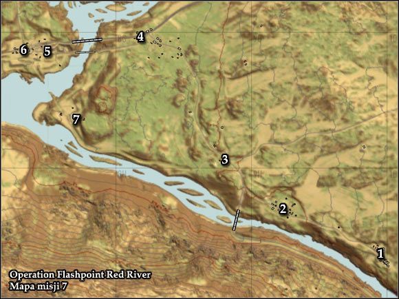 Oznaczenia na mapie - Misja 7 - Line in the Sand (1) - Opis przejścia gry - Operation Flashpoint: Red River - poradnik do gry