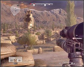 Drugi pojazd powinien wybrać północną ścieżkę prowadzącą do skrzyżowania #1, a trzeci nadjechać od strony kościoła #2 - Misja 5 - The Wrong Way (2) - Opis przejścia gry - Operation Flashpoint: Red River - poradnik do gry