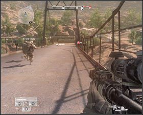 Dopiero po zlikwidowaniu przeciwnika z RPG zacznij zbliżać się do mostu, likwidując kolejnych oponentów #1 - Misja 4 - Almost Too Easy (2) - Opis przejścia gry - Operation Flashpoint: Red River - poradnik do gry