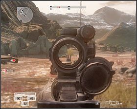 W zależności od tego ilu wrogów już wyeliminowałeś możesz kontynuować prowadzenie ostrzału lub poprosić drużynę na dole o przystąpienie do ataku #1 - Misja 4 - Almost Too Easy (1) - Opis przejścia gry - Operation Flashpoint: Red River - poradnik do gry