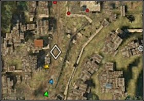 Rozstaw tam obydwie drużyny po przeciwnych stronach drogi i rozpocznij ostrzał przeciwników na górze (skupiając uwagę swoją i żółtych na snajperach zlokalizowanych na dachu po prawej) - Means to an End | Opis przejścia SOCOM Polskie Siły Specjalne - SOCOM: Polskie Siły Specjalne - poradnik do gry