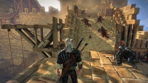 Twoim zadaniem jest wykorzystanie znajdującej się na dziedzińcu balisty do przedarcia się za pierwszą bramę - Barykada | Prolog - zadania główne w Wiedźmin 2 Zabójcy Królów - Wiedźmin 2: Zabójcy Królów - poradnik do gry