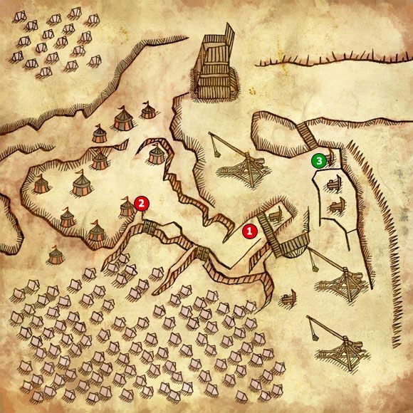 1 - M1; M2 - Obóz wojsk Foltesta i Zamek La Valette | Prolog - mapy w Wiedźmin 2 - Wiedźmin 2: Zabójcy Królów - poradnik do gry