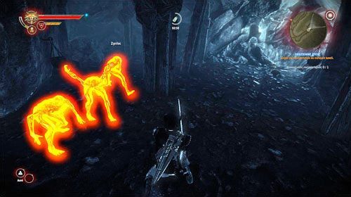 Tuż po wejściu warto zaserwować sobie miksturę Kot, aby dobrze orientować się w ciemnych korytarzach kopalni - Podziemne życie | Akt 2 - Iorweth - zadania główne w Wiedźmin 2 - Wiedźmin 2: Zabójcy Królów - poradnik do gry