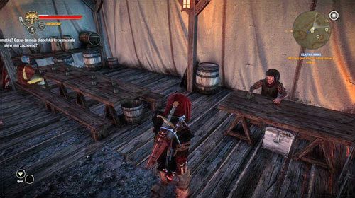 Ponownie udaj się do obozu i do kantyny (M25, 3), gdzie znajdziesz sprzedawcę relikwii - bez niepotrzebnych rozmów poproś go o włócznię - Klątwa krwi (kroki 1 - 7) | Akt 2 - Roche - zadania główne w Wiedźmin 2 - Wiedźmin 2: Zabójcy Królów - poradnik do gry