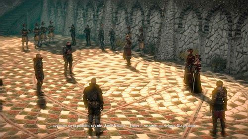 Po wejściu na teren amfiteatru, przebieg spotkania jest zasadniczo identyczny w przypadku obu ścieżek, jest jednak kilka różnic w zależności od poprzednich wyborów - Zjazd czarodziejów | Akt 3 - zadania główne - wspólne | Wiedźmin 2 - Wiedźmin 2: Zabójcy Królów - poradnik do gry