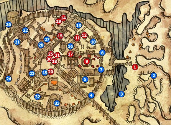 1 - Akt 3 - mapy - M31; M32; M33 - Loc Muinne, Jaskinia #3 i Kanały | Akt 3 - Mapy - Wiedźmin 2: Zabójcy Królów - poradnik do gry