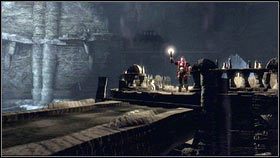 Pociągniecie lewarka spowoduje wysunięcie mostu [1], po którym przejdzie nasz towarzysz [2] - Aurora | Opis przejścia Fable 3 - Fable III - poradnik do gry