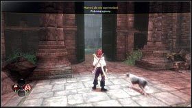 Gdy mgła blokująca przejście zniknie, biegniemy za duchem na kolejny plac, gdzie na ziemi będą się poruszać kręgi światła [1] - Mourningwood | Zadania poboczne Fable 3 - Fable III - poradnik do gry