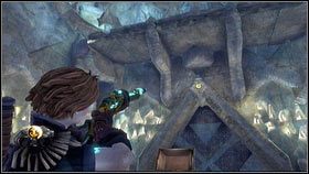 Udaj się w kierunku olbrzymich wrót na końcu ścieżki, uważnie obserwując prawą stronę - Złote Klucze | Złote drzwi i klucze Fable 3 - Fable III - poradnik do gry
