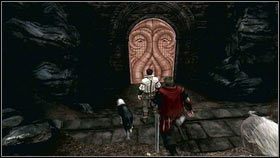 Wejdź do Katakumb w ogrodzie i idź cały czas prosto, aż dojdziesz do zniszczonych kolumn na skalistej ścieżce - Złote Drzwi | Złote drzwi i klucze Fable 3 - Fable III - poradnik do gry