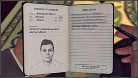Margaret będzie oburzona i w celu udowodnienia swojego stanowiska musisz wybrać z listy przedmiotów odnalezioną na odwrocie zdjęcia wiadomość, czyli Concealed Message #1 - Case 5 - The Drivers Seat (2) | Główne śledztwa w LA Noire - L.A. Noire - poradnik do gry
