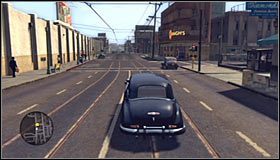 Kolejny cel podróży to bar, w którym Adrian i Frank są stałymi gośćmi, tak więc otwórz notatnik i zaplanuj wyprawę do lokacji [Cavanaghs Bar - Corner Aliso and Hewitt] #1 - Case 5 - The Drivers Seat (3) | Główne śledztwa w LA Noire - L.A. Noire - poradnik do gry