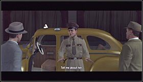 Zgodnie z sugestią partnera załącz syrenę i podejdź do taksówki #1, a obejrzysz scenkę przerywnikową z jej zatrzymania - Case 11 - The White Shoe Slaying (2) | Główne śledztwa w LA Noire - L.A. Noire - poradnik do gry