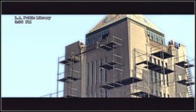 Dotarcie do biblioteki #1 nie będzie zbyt czasochłonne, gdyż znajduje się ona w stosunkowo niewielkiej odległości od odwiedzonego przed chwilą obiektu - Case 13 - The Quarter Moon Murders (1) | Główne śledztwa w LA Noire - L.A. Noire - poradnik do gry