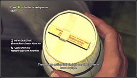 Podobnie jak wcześniej, musisz dokonać przybliżenia obrazu na bocznej części opakowania #1, a następnie wcisnąć przycisk A w celu zbadania jego spodu - Case 14 - The Black Caesar (1) | Główne śledztwa w LA Noire - L.A. Noire - poradnik do gry