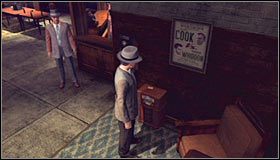 Czeka Cię tu rozmowa z właścicielem salonu bukmacherskiego #1, od którego dowiesz się, że Candy odebrała wygraną i następnie wezwała taksówkę - Case 15 - The Set Up (3) | Główne śledztwa w LA Noire - L.A. Noire - poradnik do gry