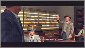 Pomimo tego, że filmowego wprowadzenie do tego rozdziału zasugeruje, że będziesz miał z seryjnym podpalaczem #1, na zebraniu poprowadzonym przez kapitana McKeltyego dowiesz się jedynie o dwóch pozornie nie powiązanych ze sobą pożarach domów jednorodzinnych - Case 17 - The Gas Man (1) | Główne śledztwa w LA Noire - L.A. Noire - poradnik do gry