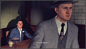 Gra wkrótce postawi Cię przed wyborem czy postawić zarzuty Reginaldowi Varleyowi (przycisk A) czy też wyjść z sali (przycisk B) #1 - Case 17 - The Gas Man (4) | Główne śledztwa w LA Noire - L.A. Noire - poradnik do gry