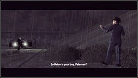 Samochód Jacka wkrótce zatrzyma się, a Ty będziesz miał okazję do obejrzenia dłuższego filmiku przerywnikowego #1 - Case 21 - A Different Kind of War (2) | Główne śledztwa w LA Noire - L.A. Noire - poradnik do gry