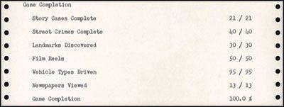 Poniższe zestawienie prezentuje listę czynności wymaganych do zaliczenia gry w stu procentach - Zaliczenie gry w 100%; Rangi w LA Noire | Inne - L.A. Noire - poradnik do gry