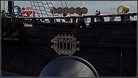 Przełączamy się na pana Gibbsa i naprawiamy armatę po lewej - Czarna Perła atakuje - opis przejścia | Klątwa Czarnej Perły - LEGO Piraci z Karaibów - poradnik do gry