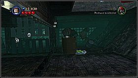 Zakładamy na siebie beczkę z prawej i schodzimy do wody - Czarna Perła atakuje - opis przejścia | Klątwa Czarnej Perły - LEGO Piraci z Karaibów - poradnik do gry