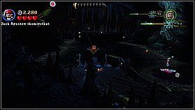 W skórze Elizabeth przeskakujemy po zielonych drążkach na drugą stronę - Isla de Muerta - opis przejścia | Klątwa Czarnej Perły | LEGO Piraci z Karaibów - LEGO Piraci z Karaibów - poradnik do gry