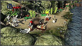 Ponownie używamy kompasu Sparrowa, tym razem aby znaleźć skrzynię - Pelegosto - opis przejścia | Skrzynia umarlaka | LEGO Piraci z Karaibów - LEGO Piraci z Karaibów - poradnik do gry