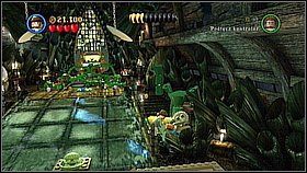 Wchodzimy Billem Rzemykiem do glonów po lewej [1] i przełączamy mechanizm po drugiej stronie - Tajemnica Holendra - opis przejścia | Skrzynia umarlaka | LEGO Piraci z Karaibów - LEGO Piraci z Karaibów - poradnik do gry