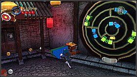 Podchodzimy do wielkiego koła na ścianie - to zagadka - Singapur - opis przejścia | Na krańcu świata | LEGO Piraci z Karaibów - LEGO Piraci z Karaibów - poradnik do gry